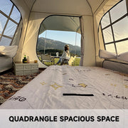 Tent - Strandtent - Campingtent - Ultralichte Campingtunneltent - Dubbellaags - Waterdichte Campingtent - Tweedeurs - Draagbaar - Automatisch Opzetbaar - Tent voor Kamperen Wandelen - Grijs