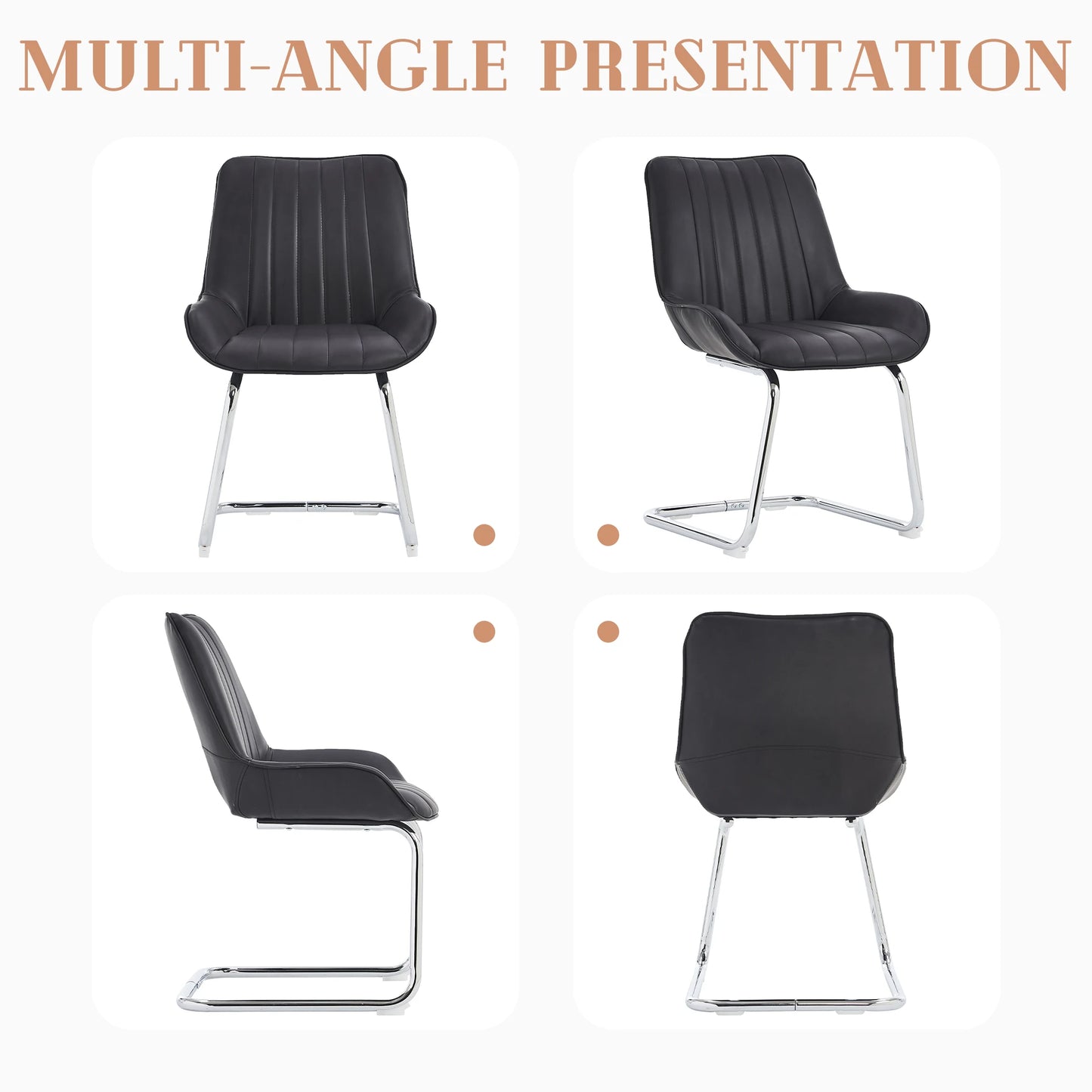 Eetkamerstoelen – Stoelen – Zitmeubels – Zwarte Stoelen – Comfortabele Foamvulling – Metalen Frame - 40 x 67 x 81 cm - Zwart