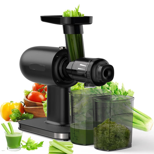 Slow Juicer - Cold Press - Slow Juicer - Slow Masticating Juicer Machine - met Omkeerfunctie - Hoge Sapopbrengst - Gemakkelijk Schoon te Borstelen & Stil - QUORE
