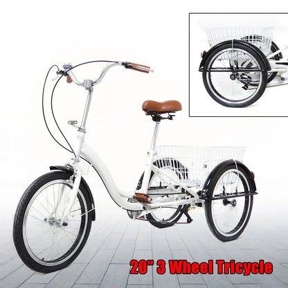 Driewieler Voor Volwassenen – Seniorenfiets – Drie-wieler – Comfortabel – Veilig – 20 Inch Wielen – Ruim Achtermandje