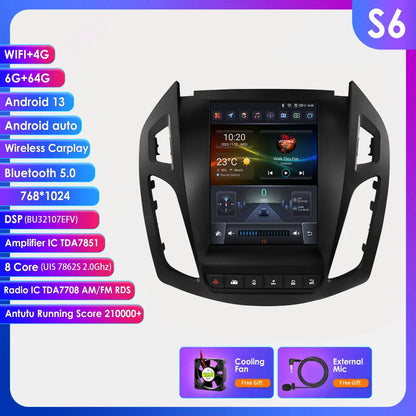 Multimedia Autoradio – Android Headunit – 2-DIN Navigatiesysteem – Auto Entertainment Systeem – 9,7" Touchscreen – Android 13 – 4G Internet – Draadloze CarPlay