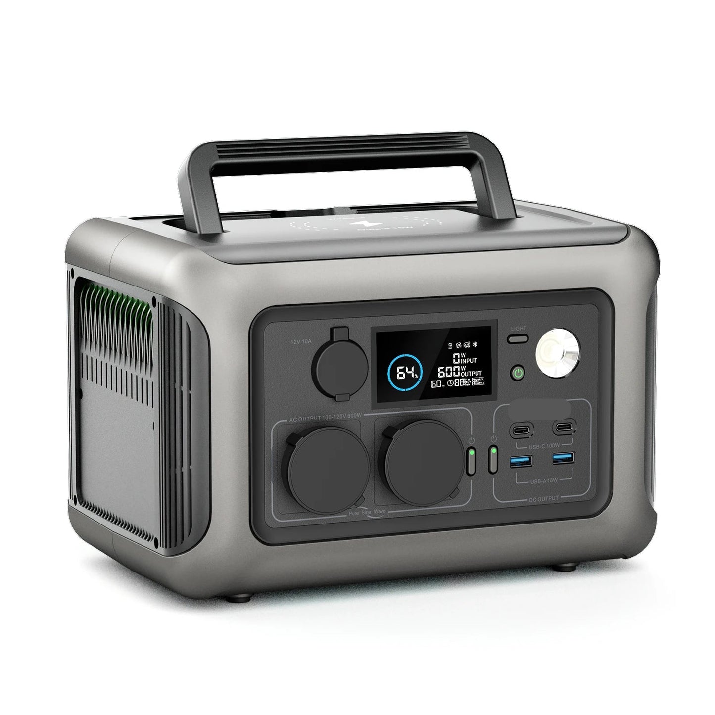 Draagbare Powerstation - Powerbank - Stroomgenerator - Generator - 600W Vermogen – Generatoren - 299Wh LiFePO4 Batterij – UPS & MPPT Technologie – Snelle Oplaadtijd – Geschikt voor Outdoor & Noodstroomvoorziening - Zwart - QUORE