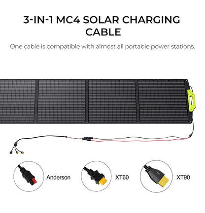 Zonnepaneel - Opvouwbaar Zonnepanelen - Zonneenergie - Sun Power - 200W -  Draagbare Zonne-energie Oplader - Hoge Cel Efficiëntie – ETFE Coating – Verstelbare Standaard – Geschikt voor Thuis, RV & Camping