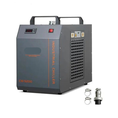 Industriële Waterkoeler - Chiller Industriële – 7L Capaciteit – Tot 180W CO₂ Laserbuizen – Compressor Koelsysteem - 580×290×470mm - voor Lasergraveermachines - Grijs