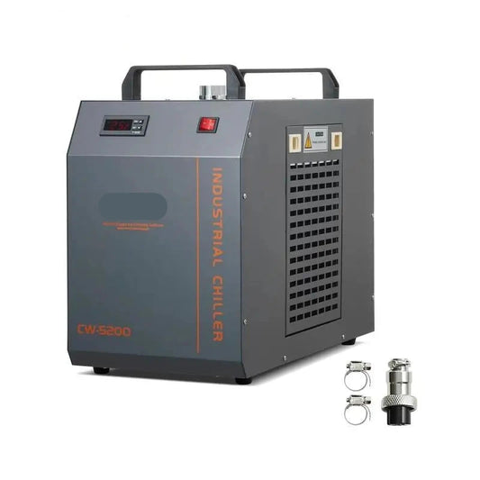 Industriële Waterkoeler - Chiller Industriële – 7L Capaciteit – Tot 180W CO₂ Laserbuizen – Compressor Koelsysteem - 580×290×470mm - voor Lasergraveermachines - Grijs