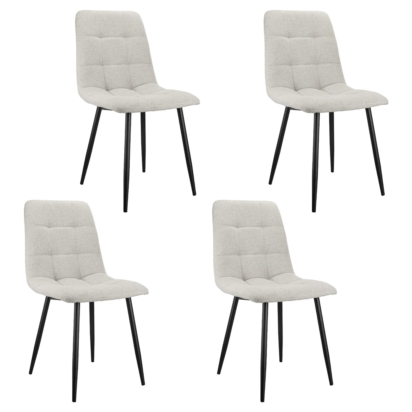 Eetkamerstoelen – Set of 4 Stoelen – Zitten – Bureaustoelen – Zitplaatsen – Ergonomisch Design – Stevig Metalen Frame - 43 x 50 x 87.5 cm - Grijs
