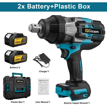 GISAM 3100N.M Brushless Electric Impact Wrench 3/4 Inch Cordless Torque Wrench Screwdriver Power Tool For Makita 18V Battery - QUORE