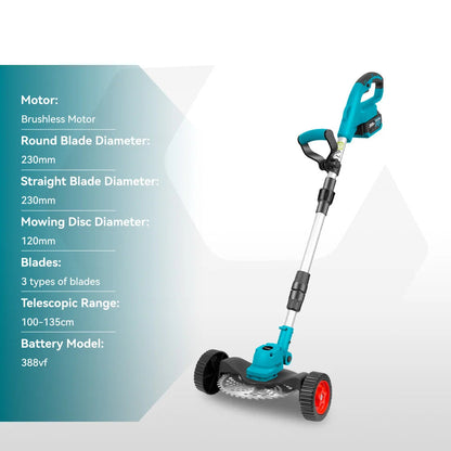 Handmaaier - Grasmaaier - Grastrimmer - Grasschaar - Grasmachine - 1500W - 12000RPM - 9-Inch - Elektrische/Accu - Grastrimmer met Verstelbare Handgreep – Oplaadbaar Tuingereedschap - 21V/18V Compatibel - Inclusief 2x Accu