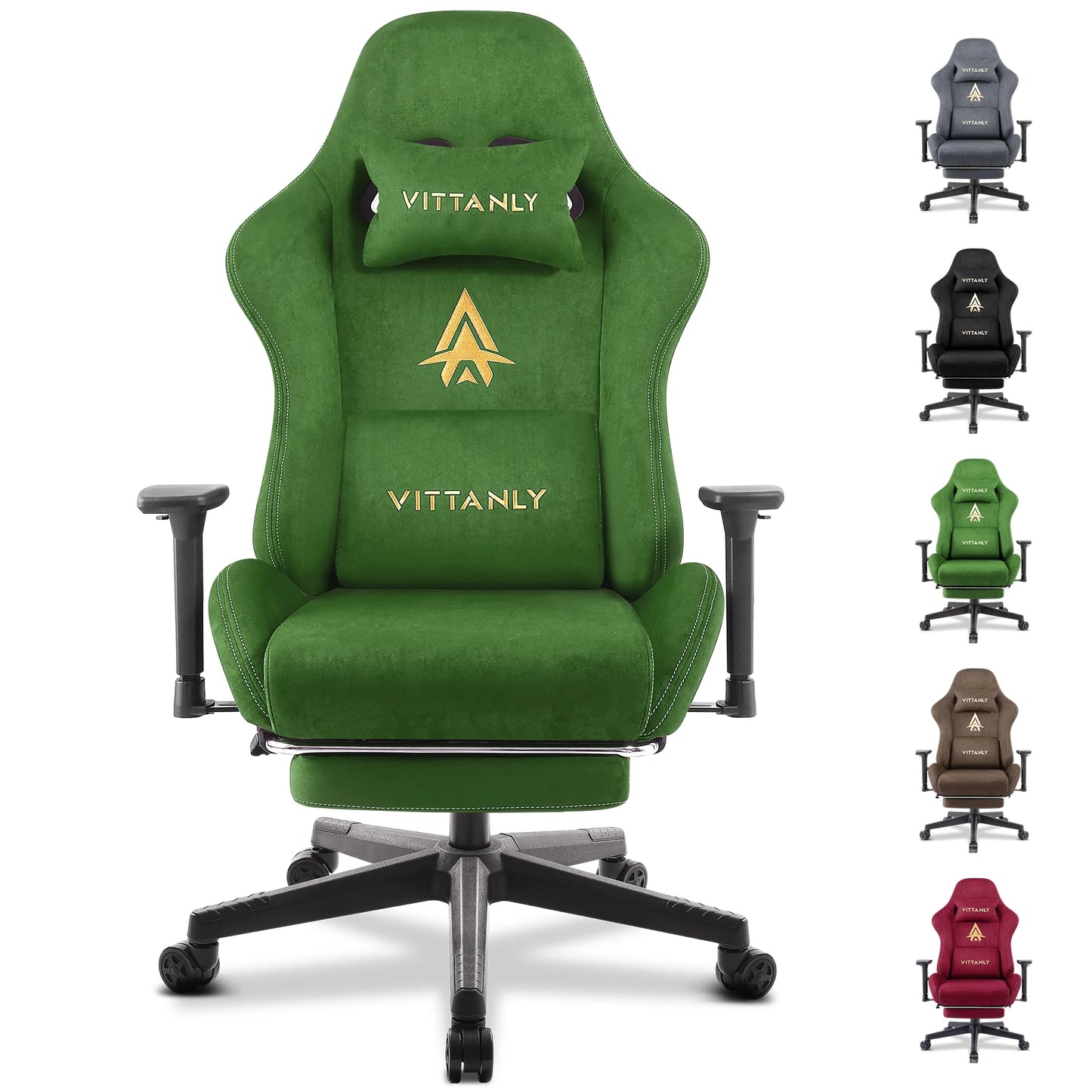 Gamingstoel – Gamestoel – Gaming Chair – Bureaustoel – Game Stoel – Ergonomisch Design – Verstelbare Zithoogte – Suède Kunstleer – Draaibaar – Groen - QUORE