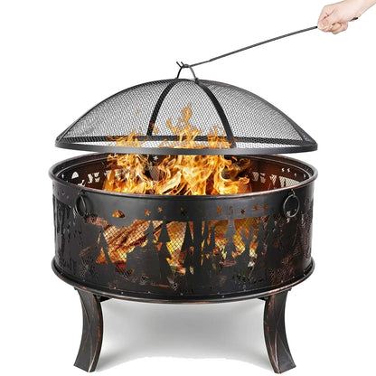 BBQ - BBQ Houtskool - Barbecue - Grill met Vuurkorf - 69x69x65 cm – 27" Buitenhaard - voor Verwarming en Barbecue – Zwart