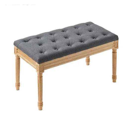 Ottoman Bench - Upholstered Bench - Upholstered Sofa - Bedroom Storage Bench - 16” - with Foam Padded Cushion and Rubber Wood Legs - for Room - Dark Gray