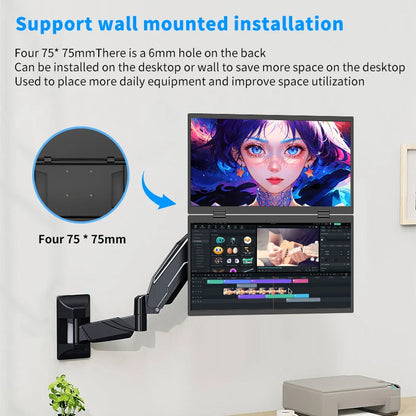 15,6 Inch Draagbare Monitor – Extra Scherm – Laptop Display – Schermvergroter – Tweede Beeldscherm – IPS Scherm Met 178° Kijkhoek – Opvouwbare Standaard 315° - QUORE