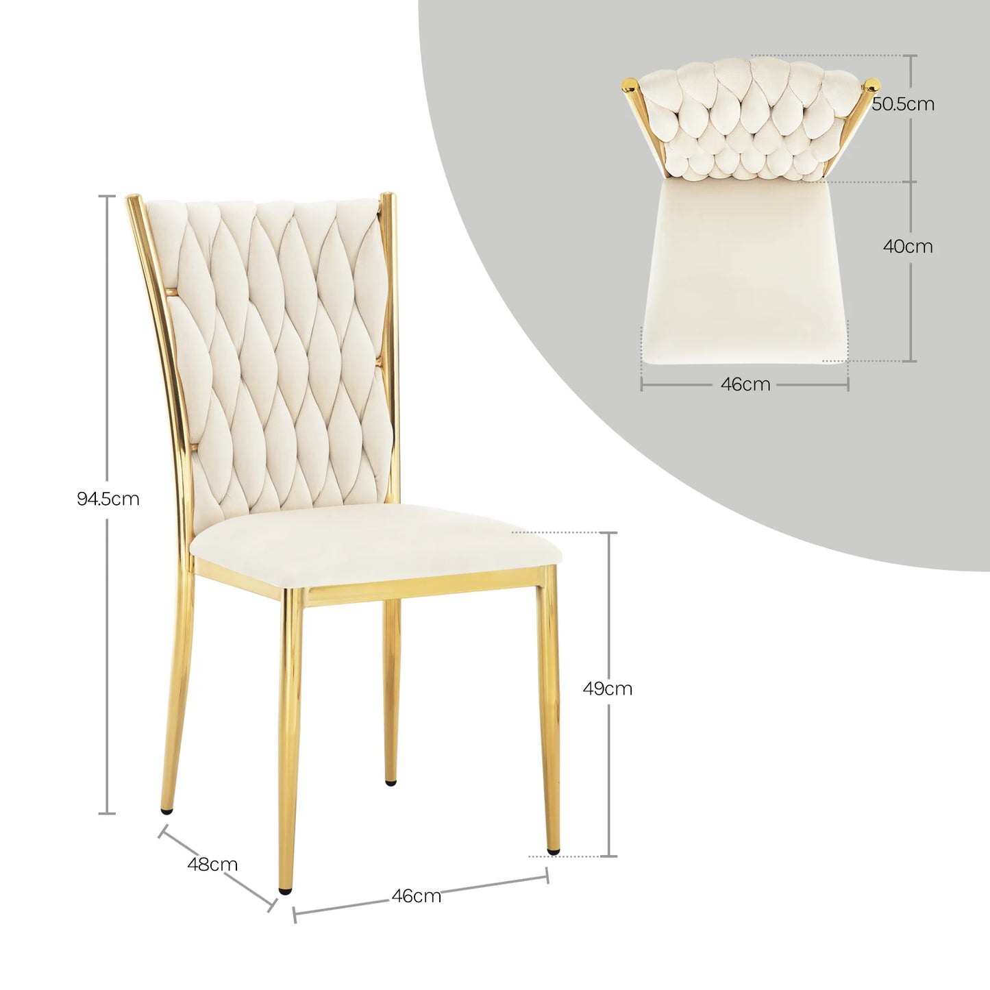 WOLTU 2PCS/SET Velvet Dining Chairs Modern High Backrest Dining Room Chairs Metal Leg Upholstered Chairs for Kitchen Living Room - QUORE
