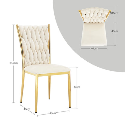 WOLTU 2PCS/SET Velvet Dining Chairs Modern High Backrest Dining Room Chairs Metal Leg Upholstered Chairs for Kitchen Living Room - QUORE