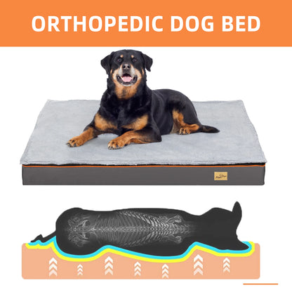 Hondenkussen - Orthopedisch Hondenbed - Waterdicht - met Verwijderbare Hoes - voor Hondenbench en Kennels - 600D Oxford Stof Onderkant - 135x100x12 cm