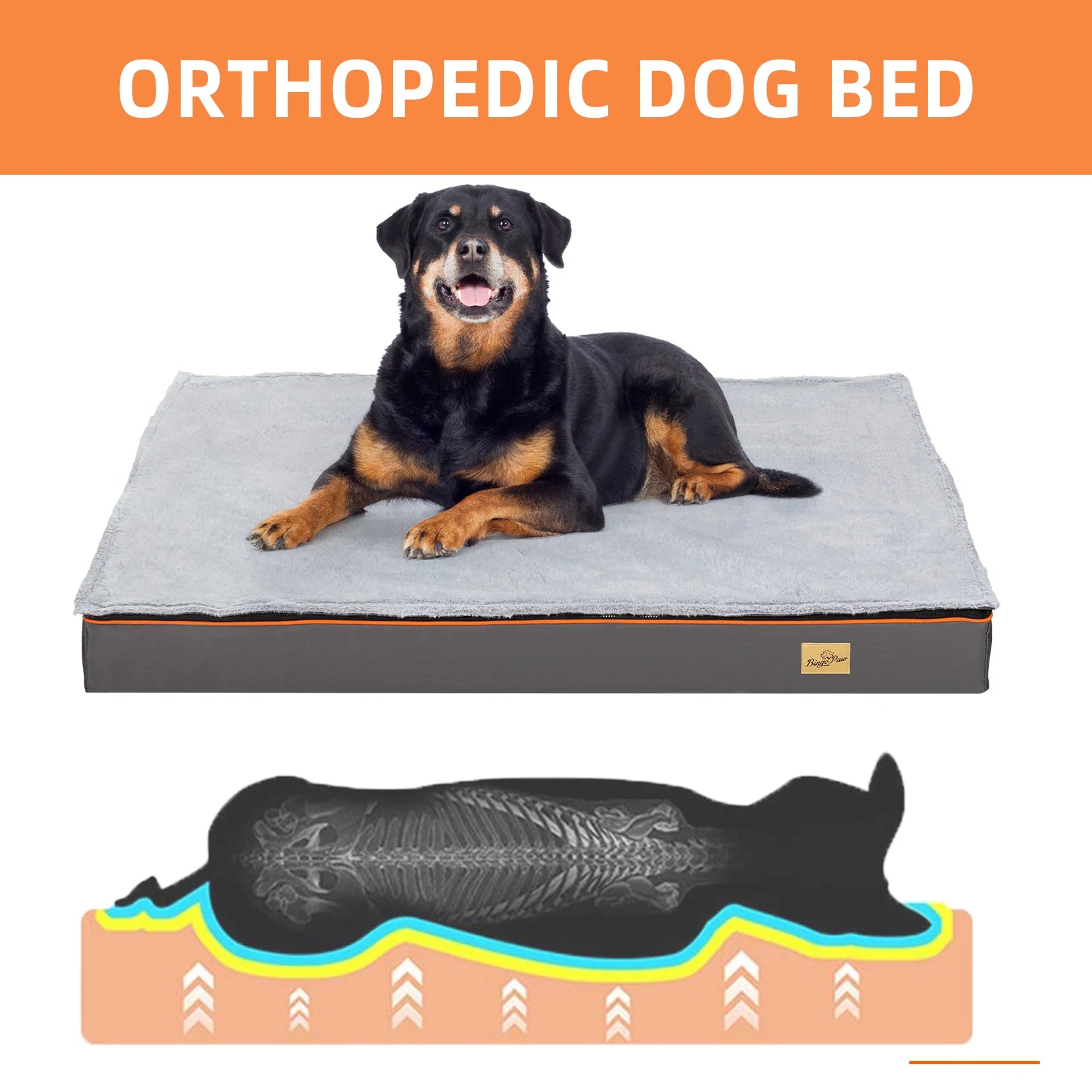 Hondenkussen - Orthopedisch Hondenbed - Waterdicht - met Verwijderbare Hoes - voor Hondenbench en Kennels - 600D Oxford Stof Onderkant - 120x90x10 cm - QUORE