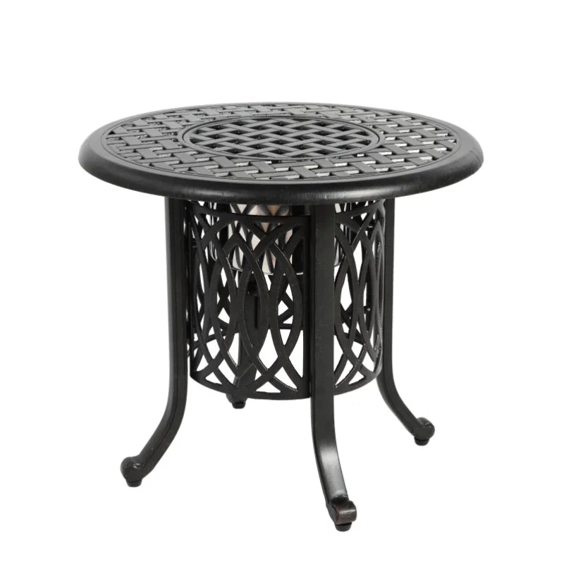 Aluminium Bijzettafel – Buiten Tafel – Tuinmeubel – Koffietafel – Compact Formaat – Ingebouwd Ijsbakje – Weerbestendig - QUORE