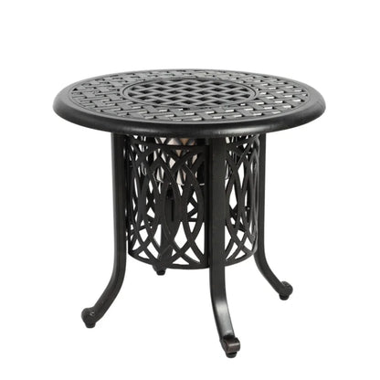 Aluminium Bijzettafel – Buiten Tafel – Tuinmeubel – Koffietafel – Compact Formaat – Ingebouwd Ijsbakje – Weerbestendig - QUORE