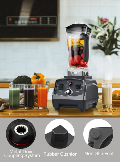 Blender - Blender Smoothie - Smoothie Maker - Foodprocessor - 2200W - met Timer - 2L BPA-vrije Mixbeker - RVS Mes - Soepmaker - Voor IJs - Babyvoeding & Meer