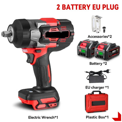 Slagmoersleutel - met Accu - Slagschroevendraaier - 2800Nm - Draadloze - Elektrische - Brushless Motor -5 Snelheden - 18V - 1/2 Inch - 2 Accu met Kunststof Doos