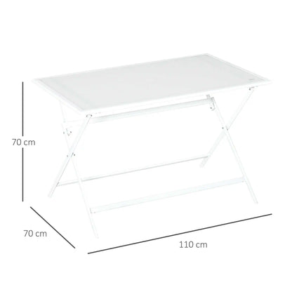 Vouwtafel – Buitentafel – Balkon Tafel – Tuin Tafel – Opvouwbare Tafel – Met Parasolgat – Met Glazen Blad - QUORE