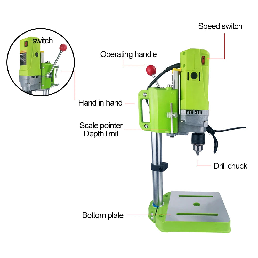 Boor Pers Machine  - Boordiameter 13mm - Ideaal Voor Grote En Kleine Projecten -  220V - 710W - 2800 tpm - Greon - QUORE