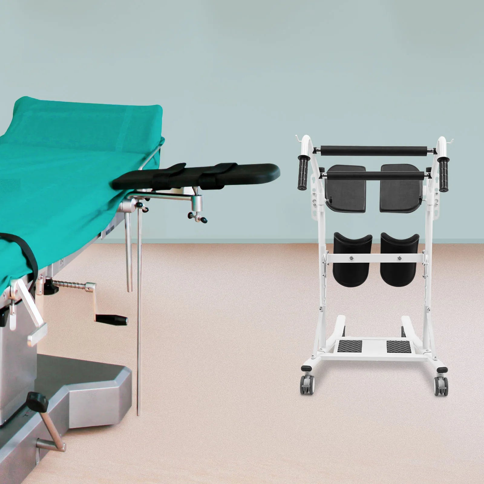 Sta-op Hulpmiddel – Sta-op Lift – Overplaatsingslift – Opstandhulp – Transferlift – Zitting en Kniestunen Verstelbaar – Max Draagkracht 120 kg – Carbonstaal Zwart - QUORE
