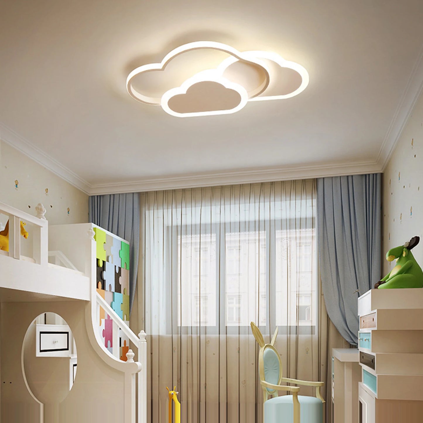 Plafondlamp - Plafonniere - Lamp - Ceiling Light - Creatief Wolk Ontwerp - Witte LED Kinderkamerlamp met 3 Kleuren & Modern Acryl Design