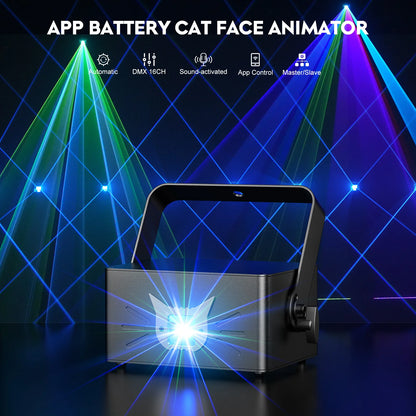 Discolamp – Laserlight – Party Light – DJ Licht – Animatie Laser – 25W Vermogen – Draadloze Batterij Met App Bediening