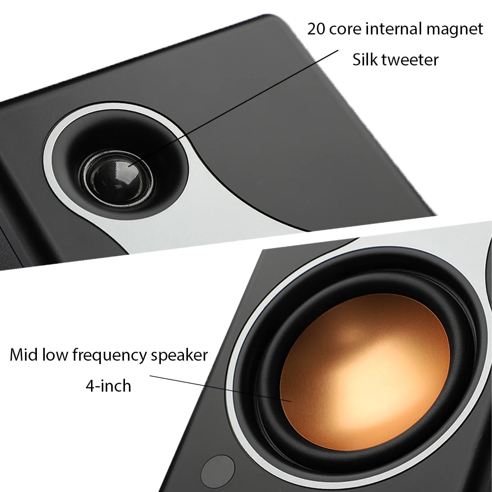Bluetooth Bookshelf Speakers – Draadloze Speakers – Boekenplank Speakers – Compacte Speakers – 120W Vermogen – Houten Behuizing - QUORE