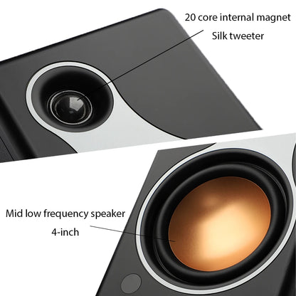 Bluetooth Bookshelf Speakers – Draadloze Speakers – Boekenplank Speakers – Compacte Speakers – 120W Vermogen – Houten Behuizing - QUORE