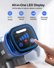 Cordless Stick Vacuum Cleaner - Stick Vacuum Cleaner - Vacuum Cleaner - Cordless Stick Vacuum Cleaner - Powerful Suction - For animal hair - 55 minutes time - 400 W - 33 Kpa - HEPA filter - Blue