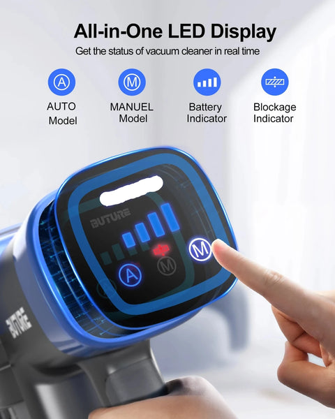 Cordless Stick Vacuum Cleaner - Stick Vacuum Cleaner - Vacuum Cleaner - Cordless Stick Vacuum Cleaner - Powerful Suction - For animal hair - 55 minutes time - 400 W - 33 Kpa - HEPA filter - Blue