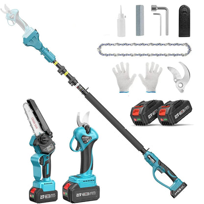 Snoeiset – Tuingereedschap – Snoeihulpmiddelen – Elektrische Snoeischaar – Accu-Motorslijper – Verstelbare Steel 2,4 Meter – 4000 mAh Accu