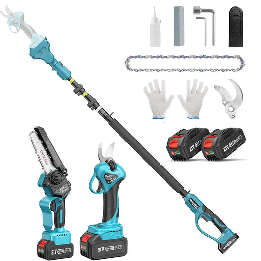 Snoeiset – Tuingereedschap – Snoeihulpmiddelen – Elektrische Snoeischaar – Accu-Motorslijper – Verstelbare Steel 2,4 Meter – 4000 mAh Accu