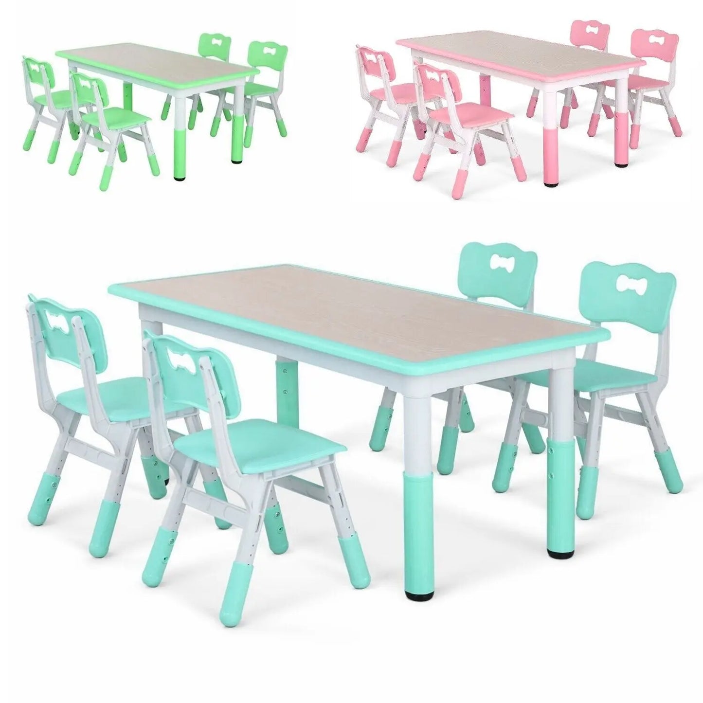Kindermeubelset – Kinder Tafel En Stoelen – Speelmeubel – Tafel Met Stoelen – Verstelbare Kindermeubel – Verstelbare Hoogte – Duurzaam HDPE Plastic