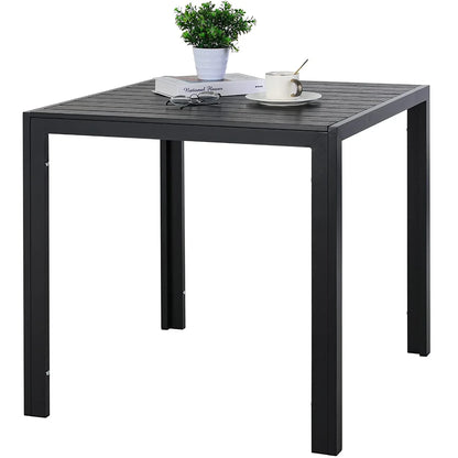 Tuintafel - Klaptafel - Balkontafel - Picknicktafel - 75x75cm - Aluminium + Houtplastic WPC, Eettafel, Bistro Balkon Patio Tafel, Weer- en Hittebestendig - AntiSlip - Campingtafel - Donkergrijs