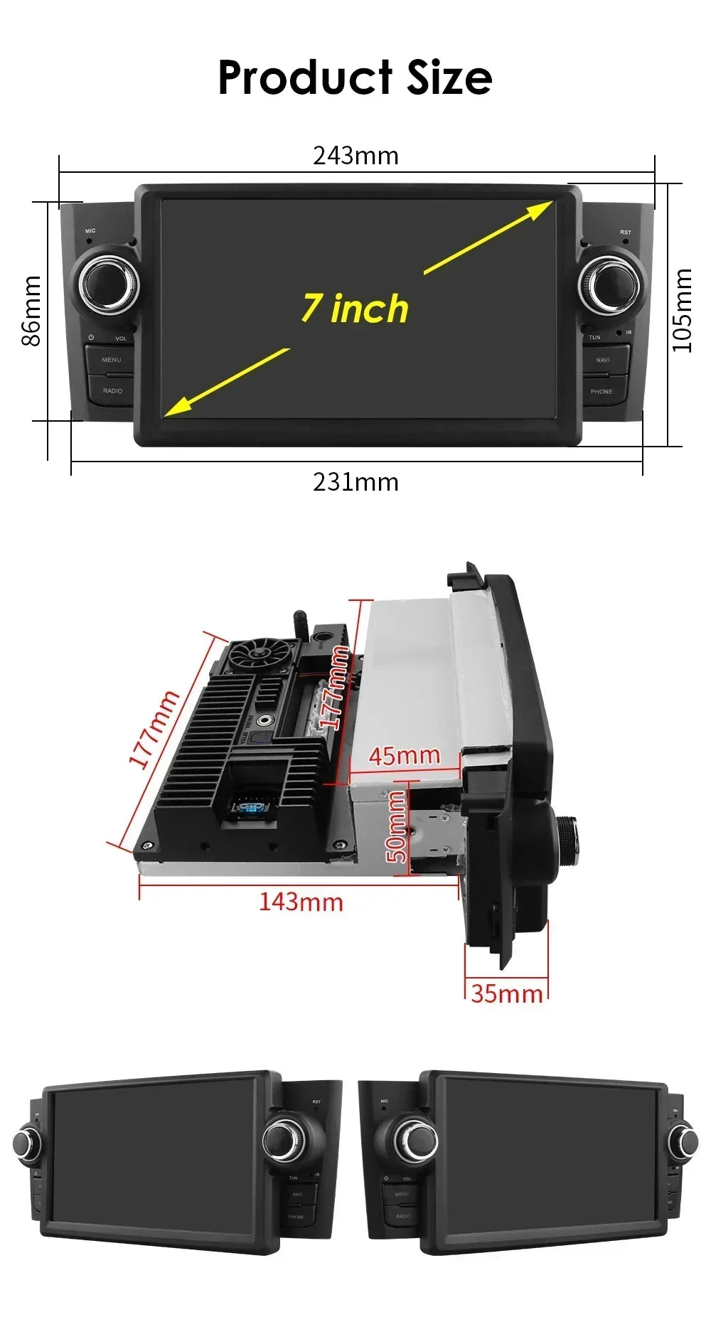 Car Multimedia Player - For Fiat Grande Punto Linea 2007- 2012 - 3GB32GB - Octa Core - Carplay Screen - Car Navigation System - Multimedia Car Radio