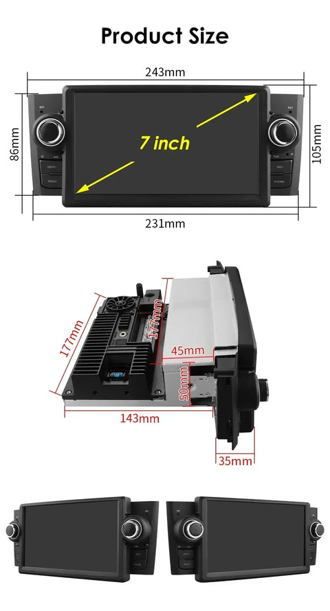 Auto Multimedia Speler - Voor Fiat Grande Punto Linea 2007- 2012 - 3GB32GB - Octa Core - Carplay Scherm - Navigatiesysteem Auto - Multimedia Autoradio
