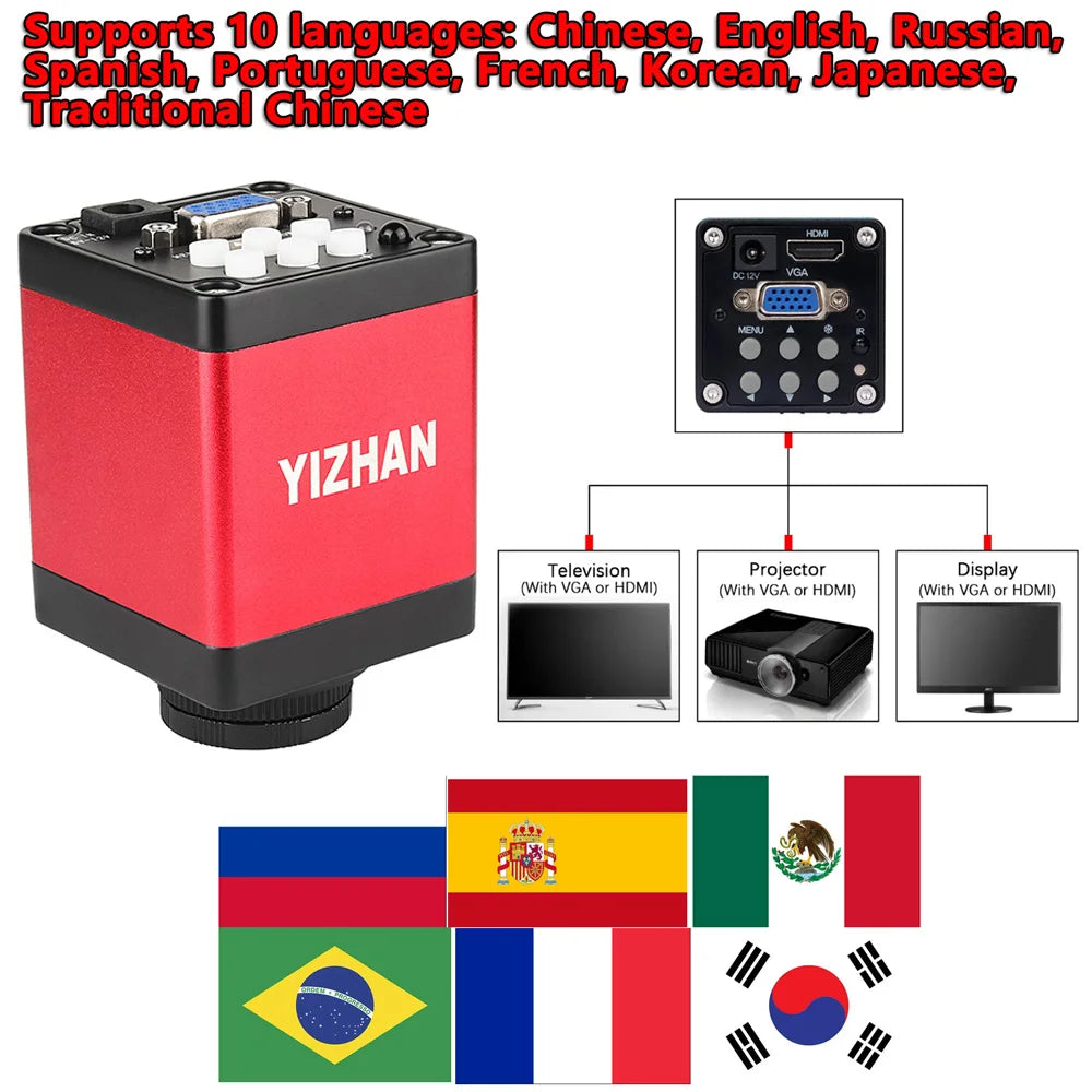 1080P 13MP 130X FULL HD Industrial Microscope C-Mount Digital Camera Via HDMI Measurement For PCB Soldering Phone Repair - QUORE