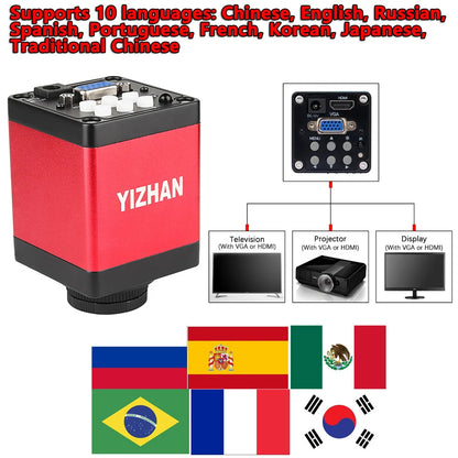 1080P 13MP 130X FULL HD Industrial Microscope C-Mount Digital Camera Via HDMI Measurement For PCB Soldering Phone Repair - QUORE