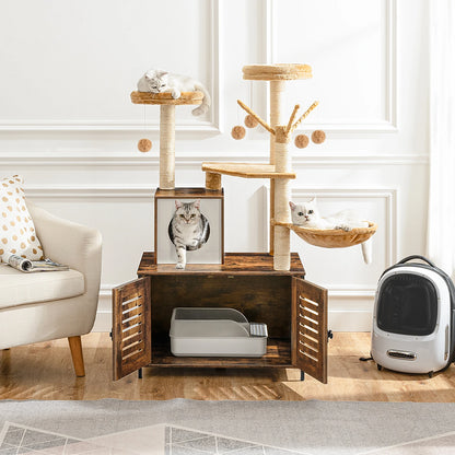 Kattenklimpaal – Kattenkrabpaal – Klimmeubel – Kattenmeubel – Rustplek – Houten Frame – Verstelbare Voeten