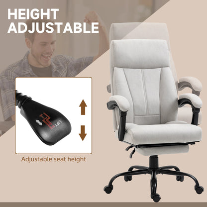 Massage Bureaustoel – Massagestoel – Office Chair Met Massage – Bureaustoel Met Verwarming – Verstelbare Bureaustoel – Zes-punten Massage – Lendenverwarming - 74 x 65 x 111-119 cm - Wit