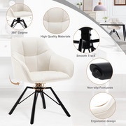 Chair - Dining Chair - Swivel Dining Chair - Ergonomic - Dining Chair with Armrests - Comfortable - Upholstered Kitchen Chair - Velvet Seat - 360° Rotation - Modern Design - 58.5x54.5x82.5cm - Blue Velvet