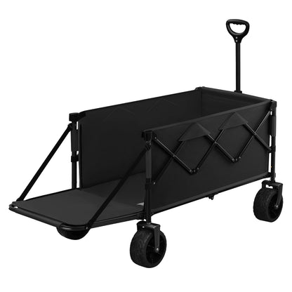 Bolderkar - Transportkar - Handkar - Bolderkar Opvouwbaar - Bolderwagen - met Achterdeur en Wielen - Bolderkarren - Tuinkar - voor Picknick, Strand en Tuin - 200L Grote Capaciteit - Zwart