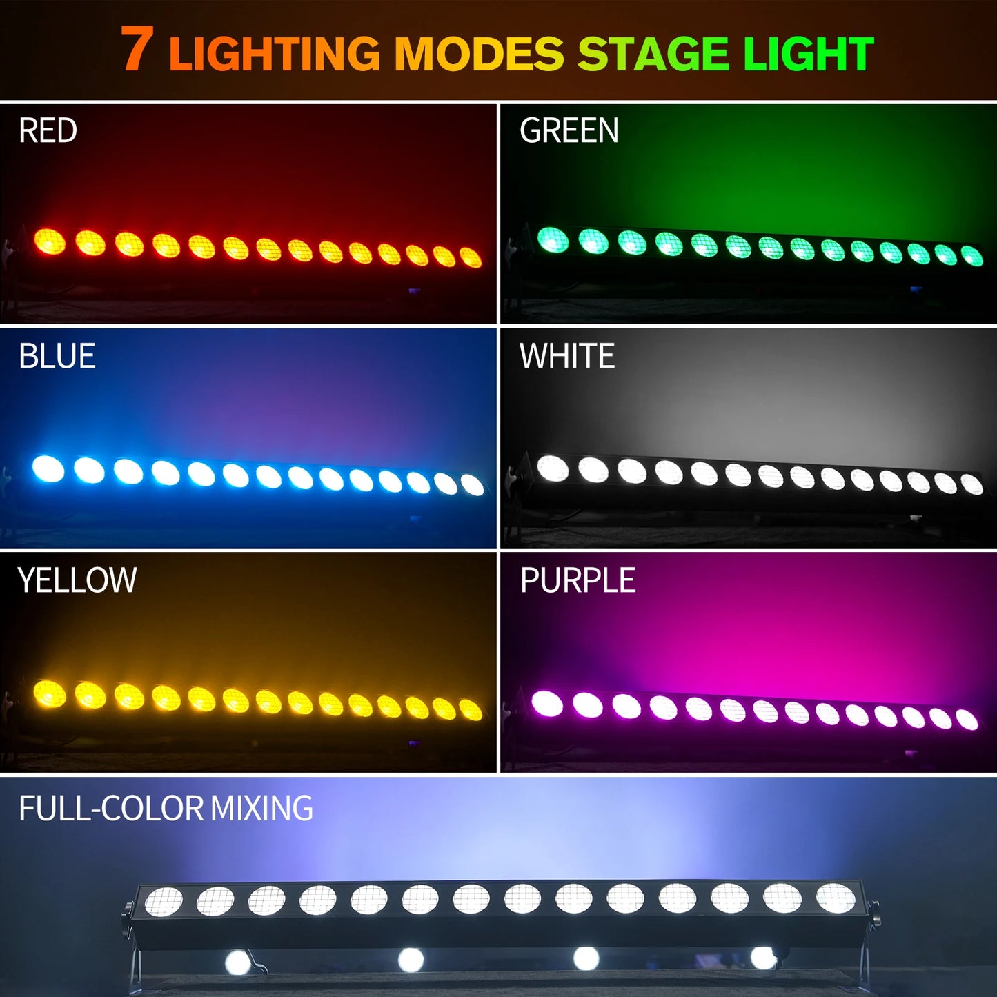 RGBW LED Wall Washer – LED Stage Light – Podiumverlichting – DJ Licht – Effectverlichting – 14x20W COB LED’s – DMX512 Controle – Aluminium Behuizing – EU Plug