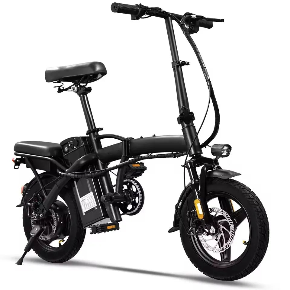 Elektrische Fiets - Gas Fiets - Mini E-bike - Draagbare - Opvouwbare - voor Volwassenen - Stedelijke Forens - 400W - 48V - 10.4Ah - 25 km/h - 6W LED-koplampen - Zwart