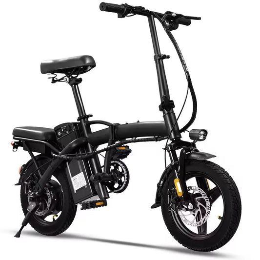 Elektrische Fiets - Gas Fiets - Mini E-bike - Draagbare - Opvouwbare - voor Volwassenen - Stedelijke Forens - 400W - 48V - 10.4Ah - 25 km/h - 6W LED-koplampen - Zwart