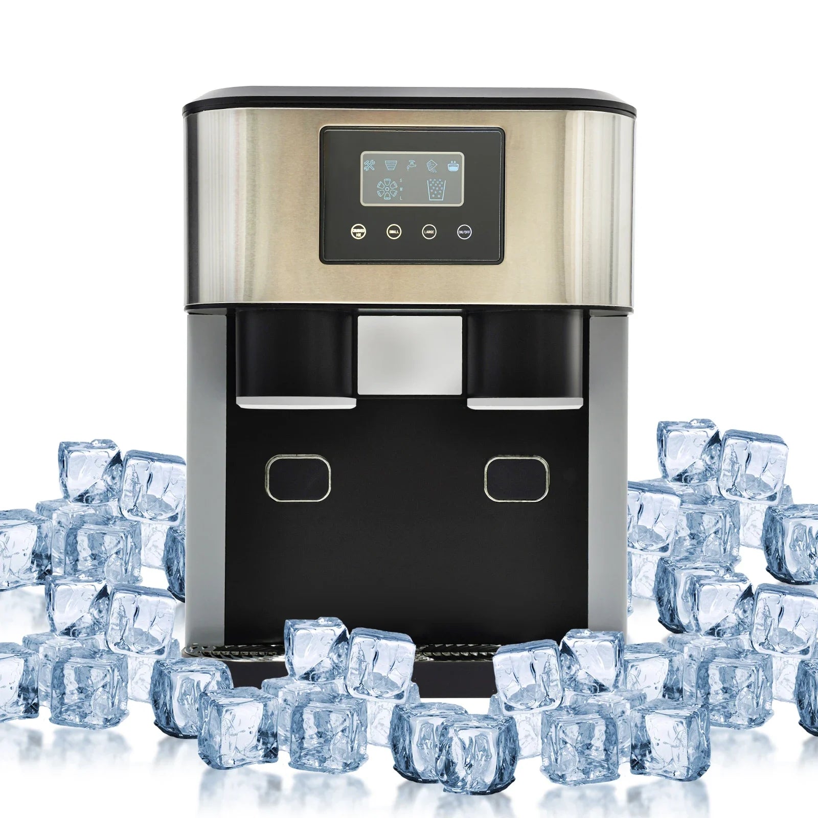 IJsmachine – IJsblokjesmachine – Crushed Ice Maker – IJsmaker – Ijswater Dispenser – 1,8 Liter Watertank – Touchscreen Bedienig - QUORE