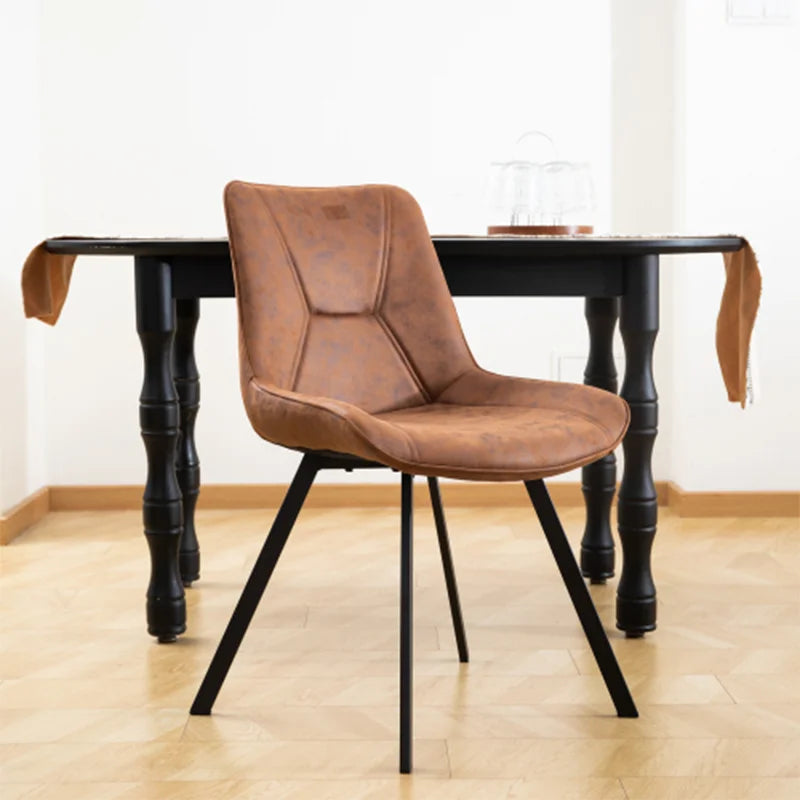 Eetkamerstoelen – Set van 2 - Stoelen – Zwarte Metalen Stoelen – Technologie-Stof – Ergonomisch – Max 120 Kg – Vuilafstotend - Bruin